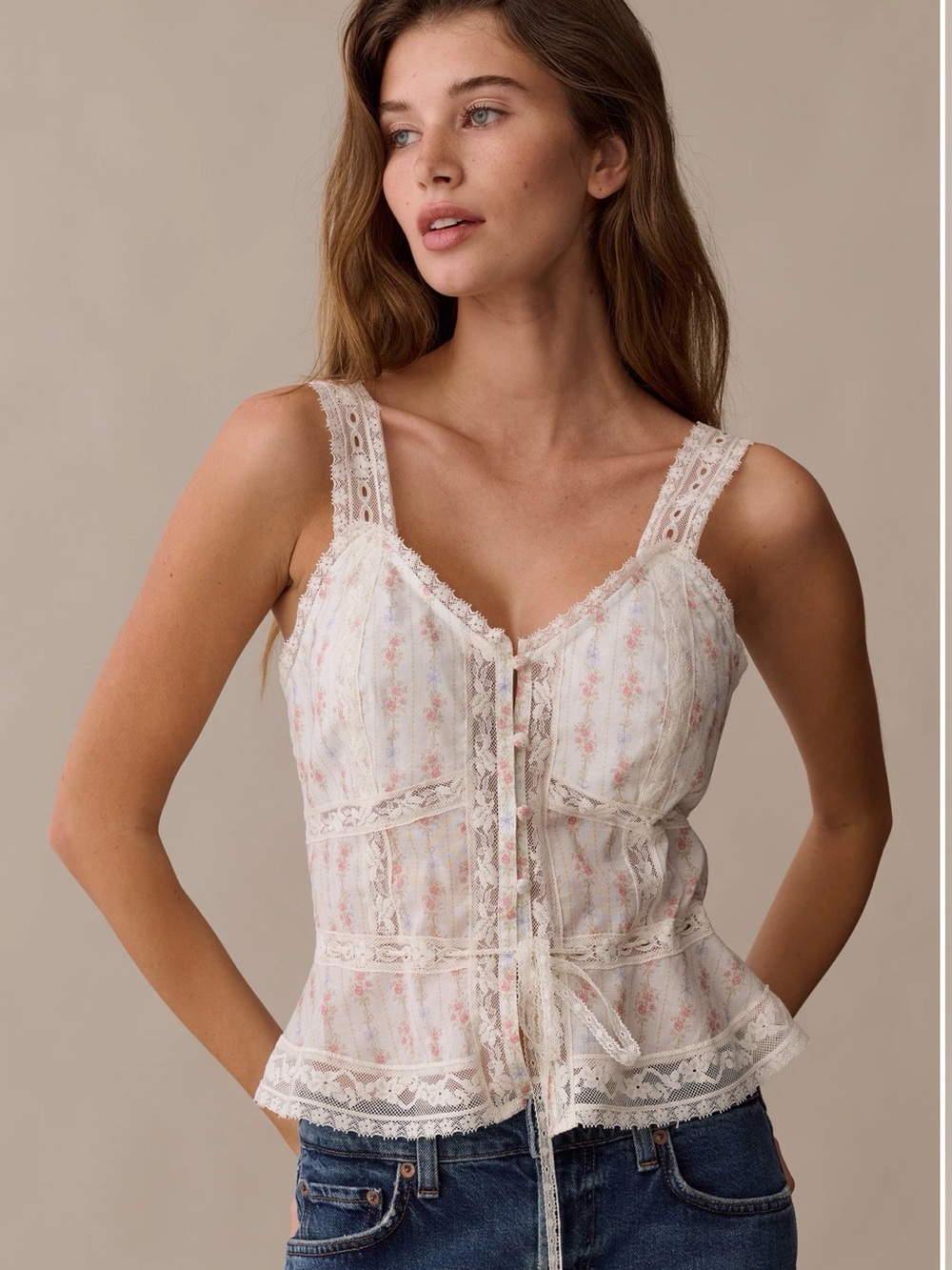 SORELLA LYSETTE COTTON TOP Delicate Lace-Trim